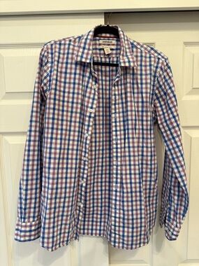 Goodthreads Men’s Blue & Purple Plaid Button-Down Shirt, size Medium